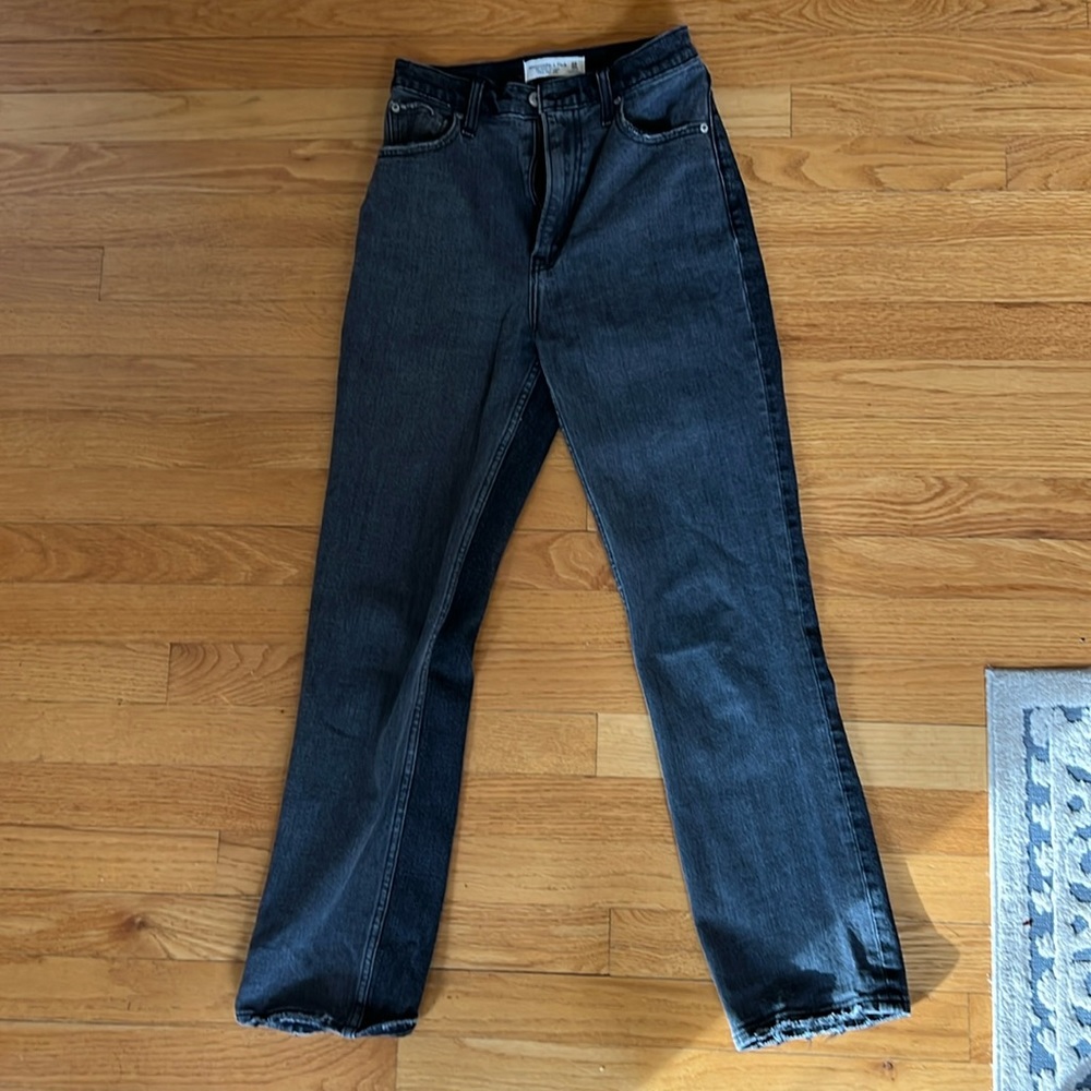 New Abercrombie and Fitch ankle straight ultra high rise jeans black